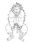  2012 anthro balls_outline bulge clothing genital_outline hi_res humanoid_hands kemono male mammal monochrome muscular penis_outline simple_background sitting solo suishou0602 tongue tongue_out underwear ursid white_background 