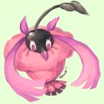  commentary creature english_commentary full_body gen_4_pokemon lowres no_humans pink_theme pokemon pokemon_(creature) purple_eyes rubin signature simple_background solo wormadam wormadam_(trash) yellow_background 
