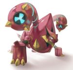 blue_eyes claws commentary english_commentary gen_6_pokemon highres mythical_pokemon pinkgermy pokemon shadow signature solo standing volcanion 