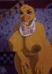  2020 animatronic areola avian beak bib big_breasts biped blush breasts chica_(fnaf) clothed clothing curvy_figure feathers female five_nights_at_freddy&#039;s food front_view half-closed_eyes head_tuft hi_res high-angle_view huge_breasts machine narrowed_eyes nude overweight overweight_female pixelflare pizza pizza_slice purple_eyes robot slightly_chubby solo thick_thighs tuft video_games voluptuous white_eyes yellow_areola yellow_body yellow_feathers 