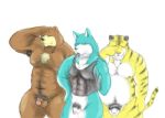  2012 anthro balls barazoku belly blue_body blue_fur blush brown_body brown_fur canid canine canis felid flaccid fur genitals group hi_res humanoid_genitalia humanoid_hands humanoid_penis kemono male male/male mammal moobs musclegut muscular nipples overweight overweight_male pantherine penis simple_background suishou0602 tiger ursid white_background white_body white_fur wolf yellow_body yellow_fur 