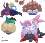  2020 absurd_res anthro anus ass_to_ass backsack balls big_butt black_body black_eyes black_fur blue_body blue_eyes blush brown_body brown_fur butt crossgender cutaway eeveelution english_text feral fur genitals girly gogoat group hand_on_butt hi_res hip_to_hip infernape inteleon looking_at_another lying male male/male motion_lines multicolored_body multicolored_fur nintendo nude on_front on_ground on_side on_top open_mouth pawpads pok&eacute;mon pok&eacute;mon_(species) presenting presenting_hindquarters purple_eyes rear_view red_body red_fur salazzle simple_background spread_butt spreading sylveon tan_body tan_fur text tongue tongue_out two_tone_body two_tone_fur uromatsu video_games white_background white_body white_fur worried yellow_eyes zorua 