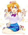  6+girls ayase_eli barefoot chibi everyone giantess heru_(totoben) highres hoshizora_rin koizumi_hanayo kousaka_honoka kunikida_hanamaru kurosawa_dia kurosawa_ruby love_live! love_live!_school_idol_project love_live!_sunshine!! matsuura_kanan minami_kotori multiple_girls nishikino_maki ohara_mari one_eye_closed otonokizaka_school_uniform sakurauchi_riko school_uniform sonoda_umi star starry_background takami_chika toujou_nozomi tsushima_yoshiko uranohoshi_school_uniform watanabe_you yazawa_nico 