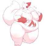  &lt;3 3_fingers 3_toes anthro anthrofied belly big_belly big_breasts big_tail blush breasts female fingers fluffy fluffy_tail fur genitals gloves_(marking) hi_res kemono looking_at_viewer mammal markings multicolored_body multicolored_fur navel neck_tuft nintendo nude obese obese_female overweight overweight_female pok&eacute;mon pok&eacute;mon_(species) pok&eacute;morph pussy radiowave red_body red_eyes red_fur simple_background smile solo standing thick_thighs toes tuft two_tone_body two_tone_fur video_games white_background white_body white_fur zangoose 