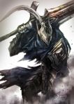  1boy armor artorias_the_abysswalker cape cawang commentary_request dark_souls full_armor helmet holding holding_sword holding_weapon knight male_focus over_shoulder plume shoulder_armor signature solo souls_(from_software) spaulders standing sword sword_over_shoulder weapon weapon_over_shoulder 