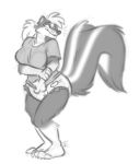  anthro big_breasts blush breasts clothing diaper diaper_fetish embarrassed female hair hi_res infantilism mammal mephitid mustela mustelid musteline nicnak044 shirt shy skunk solo solo_focus t-shirt topwear tugging_clothing 