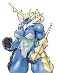  abs anthro anthrofied armor big_breasts breasts claws featureless_crotch female fist headgear helmet hi_res ketsuneko muscular muscular_arms muscular_female muscular_thighs neck_tuft nintendo nipples nude pok&eacute;mon pok&eacute;mon_(species) red_eyes samurott simple_background solo thick_thighs tuft video_games white_background 