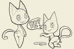  3:2 animal_crossing anthro blush butt clothed clothing controller digital_media_(artwork) domestic_cat felid feline felis female fur game_controller genitals hair hi_res inviting itsunknownanon looking_at_viewer mammal monochrome nintendo open_mouth presenting presenting_pussy pussy rosie_(animal_crossing) simple_background smile solo standing video_games white_background 