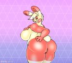  2020 absurd_res anthro areola belly big_breasts big_butt breasts butt butt_grab chubby_female cleft_of_venus curvy_figure digital_media_(artwork) female genitals hair hand_on_butt hi_res huge_butt lagomorph long_ears looking_at_viewer looking_back mammal nintendo nipples nude open_mouth pok&eacute;mon pok&eacute;mon_(species) pok&eacute;morph presenting presenting_hindquarters presenting_pussy pussy sammy_(spindaspinda) seductive short_tail simple_background slightly_chubby smile solo spinda spiral_eyes standing thick_thighs tongue video_games voluptuous wide_hips wingedwilly 