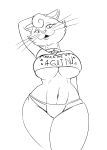  anthro big_breasts black_and_white bojack_horseman breasts clothed clothing domestic_cat felid feline felis female hand_behind_head jewelry looking_at_viewer mammal monochrome necklace netflix panties princess_carolyn sketch solo thong under_boob underwear zokva 