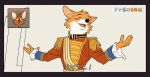  2020 anthro black_nose canid canine clothed clothing comic disney fox fox_(mary_poppins) fur hat headgear headwear japanese_text male mammal mary_poppins partially_translated robin_hood robin_hood_(disney) simple_background text translation_request uochandayo 