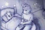  2020 3:2 anthro bed bedroom black_nose book canid canine duo father father_and_child father_and_son female fox fox_mccloud furniture hair hi_res kokoro-tokoro male male/female mammal marcus_mccloud nintendo parent parent_and_child pillow smile son star_fox video_games young 