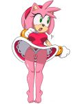  accessory amy_rose anthro barefoot breasts clothed clothing eulipotyphlan feet female gloves green_eyes hair handwear hedgehog hi_res looking_away mammal open_mouth panties pink_body pink_hair simple_background solo sonic_the_hedgehog_(series) squidapple underwear upskirt 
