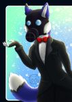  absurd_res androgyn anthro canid canine canis clothing cynthiafeline female gas_mask halfbody hi_res mammal mask necktie solo solo_focus suit sunka wolf 