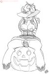  2:3 anthro cervid clothed clothing digital_media_(artwork) drxii female food fruit haloween hi_res ixi_(neopets) jumpstart_games magic_user mammal neopet_(species) neopets nipples plant pumpkin simple_background smile solo sophie_the_swamp_witch video_games witch 
