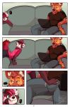  ! ... african_wild_dog ailurid bulge butt canid canine clothing comic duo girly hand_on_bulge male mammal nowandlater red_panda tongue tongue_out 