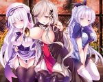  anthropomorphism azur_lane breasts cleavage cygnet_(azur_lane) dunkerque_(azur_lane) garter_belt group kabocha_usagi long_hair rodney_(azur_lane) thighhighs waifu2x 