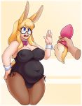  absurd_res animal_humanoid big_breasts blonde_hair blue_eyes breasts buttplug buttplug_tail dabunnox eyewear fake_tail female glasses hair hi_res humanoid lagomorph lagomorph_humanoid leporid_humanoid mammal mammal_humanoid nipple_outline overweight overweight_female rabbit_humanoid sex_toy thick_thighs wide_hips 