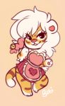  anthro apron bell buxbi buxbi_(character) chibi clothing felid female fluffy fluffy_hair hair looking_at_viewer mammal pantherine smile solo tiger 