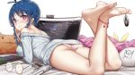  ass blue_hair glasses gun original panties red_eyes sweater underwear weapon wet.elephant 