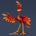  2019 avian banjo-kazooie beak breegull feathered_wings feathers female green_eyes hi_res kazooie rareware sean_hicks signature simple_background smile solo video_games wings 