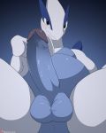  2020 3_fingers 4:5 absurd_res anthro balls big_balls big_penis black_eyes blue_background blue_balls blue_body blue_penis blue_scales erection fingers genitals gradient_background grin hi_res holding_penis humanoid_genitalia humanoid_penis legendary_pok&eacute;mon looking_at_viewer looking_down lugia male nintendo penis pok&eacute;mon pok&eacute;mon_(species) scales simple_background slightly_chubby smile solo spread_legs spreading uncut video_games white_body white_scales winick-lim 