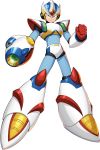  1boy android armor forehead_jewel gloves green_eyes gun helmet highres official_art orb red_gloves rockman_x_dive shoulder_armor weapon x_(rockman) 