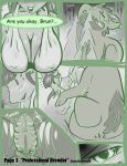  anthro balls bent_over blood blush bodily_fluids breasts brun cleavage clothed clothing comic dragon duo erection female fenalia feral genitals glint hi_res hypodrake male male/female nosebleed penis penis_throb shy sketch surprise 