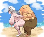  2019 batibatizekkyou beach bestiality big_breasts blush bodily_fluids breasts clothing cum cum_leaking detailed_background digital_media_(artwork) drowzee duo female feral feral_penetrating feral_penetrating_human footwear genital_fluids gym_leader hi_res high_heels human human_on_feral human_penetrated interspecies looking_pleasured male male/female mammal mature_female melony_(pok&eacute;mon) nintendo nude penetration pok&eacute;mon pok&eacute;mon_(species) seaside shoes slightly_chubby sweat thick_thighs video_games 