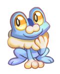  burnbuckie closed_mouth commentary creature english_commentary froakie full_body gen_6_pokemon highres no_humans pokemon pokemon_(creature) simple_background smile solo white_background 