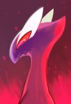 bird bird_focus burnbuckie commentary creature english_commentary face gen_2_pokemon highres legendary_pokemon looking_at_viewer lugia no_humans pokemon pokemon_(creature) pokemon_(game) pokemon_xd purple_theme red_eyes shadow_lugia solo 