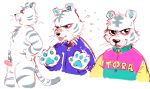  animal_crossing anthro blush clothing erection felid fur genitals male mammal niichan nintendo nude pantherine penile_spines penis rolf_(animal_crossing) shirt solo striped_body striped_fur stripes tapering_penis tiger topwear video_games white_body white_fur 