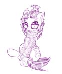  2020 clothing cutie_mark dstears equid eyewear feral friendship_is_magic glasses hi_res horn line_art looking_at_viewer mammal moondancer_(mlp) my_little_pony pink_theme quadruped simple_background sitting solo sweater topwear turtleneck unicorn white_background 