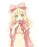  adult artist_request blonde_hair breasts drool green_eyes hina_ichigo hinaichigo ribbon rozen_maiden strawberry 