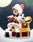  absurd_res christmas equid equine female genitals gift hi_res holidays mammal moon n0nnny night pegasus pussy snow solo text url wings 