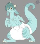  3_fingers anthro claws cuddlehooves diaper digitigrade dragon fingers hi_res horn looking_at_viewer male smile solo standing wings 