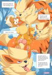  &lt;3 absurd_res arcanine big_dom_small_sub blush bodily_fluids comic cum cum_in_pussy cum_inside cute_fangs duo english_text evolution_difference eyes_closed female feral feral_on_feral feral_penetrated genital_fluids growlithe hi_res knot larger_male male male/female nikkibunn nintendo penetration pok&eacute;mon pok&eacute;mon_(species) size_difference smaller_female sweat text tongue tongue_out vaginal vaginal_penetration video_games 