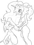  anthro bovid bovine breasts daybreaker_(mlp) duo equid equine female friendship_is_magic genitals gynomorph horse intersex intersex/female mammal monochrome my_little_pony penis pony sarcolopter 