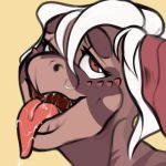  1:1 2020 ahegao_face anthro digital_media_(artwork) fur hair looking_at_viewer male open_mouth portrait sahary simple_background sketch smile solo 