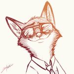  1:1 2018 anthro canid canine cheek_tuft clothing disney eyewear facial_tuft fox fur head_tuft juantriforce042 low_res mammal necktie nick_wilde red_fox shirt signature simple_background smile solo sunglasses topwear tuft zootopia 