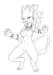 2020 3_toes absurd_res anthro belladonna_(trials_of_mana) bracelet breasts claws crouching digital_media_(artwork) ear_piercing ear_ring fangs featureless_breasts featureless_crotch felid feline female fur hair hi_res jewelry looking_at_viewer mammal mana_(series) monochrome navel nude open_mouth piercing ring sketch solo square_enix toes trials_of_mana vecnarvi video_games 