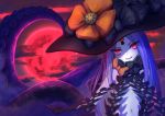  1girl abigail_williams_(fate/grand_order) absurdres artist_request bangs bare_shoulders black_bow black_headwear bow breasts fate/grand_order fate_(series) forehead full_moon hat highres huge_filesize keyhole long_hair looking_at_viewer moon multiple_bows navel orange_bow parted_bangs red_eyes red_moon small_breasts smile solo tentacles third_eye underwear white_hair white_skin witch_hat 