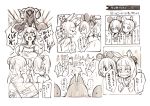  3girls animal_ears bow bunny_ears fighting hair_bow hair_bun hair_ornament highres holding_hands hololive monochrome mouse_ears multiple_girls murasaki_shion natsuiro_matsuri nosir_onadat ookami_mio open_mouth phone scared shaded_face shouting speech_bubble tagme text_messaging translation_request 