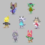 1:1 ambiguous_gender animal_crossing animal_humanoid anthro avian bird canid canine canis cat_humanoid clothed clothing daria_arbuz digital_media_(artwork) dragon felid felid_humanoid feline feline_humanoid female fur grey_background hair hi_res humanoid low_poly mammal mammal_humanoid mouse murid murine nintendo open_mouth rodent simple_background teeth tongue video_games walking wolf 