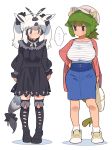  ... 2girls alternate_costume animal_ears antenna_hair arabian_oryx_(kemono_friends) arm_at_side arms_at_sides aurochs_(kemono_friends) bag bangs black_dress black_eyes black_hair breasts brown_hair buttons cardigan casual closed_mouth collarbone contemporary cow_ears cow_horns cow_tail dress empty_eyes full_body gradient_hair green_hair grey_eyes hair_between_eyes hair_ornament hair_scrunchie hand_on_hip hat highres horns kazue1000 kemono_friends kneehighs long_hair long_sleeves looking_at_another looking_to_the_side medium_hair medium_skirt multicolored_hair multiple_girls neck_ribbon open_cardigan open_clothes oryx_ears oryx_tail pencil_skirt ponytail ribbon scrunchie shirt shoes short_ponytail side-by-side sidelocks simple_background skirt socks standing tail twintails two-tone_hair white_background white_hair 