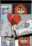  anthro bandage bed black_eye_(injury) comic duo felid female furniture grimart hospital hospital_bed jonesy_hoovus_(grimart) leopard mammal marnie_(grimart) pantherine 