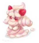  alcremie ava-riel commentary creature english_commentary full_body gen_8_pokemon no_humans pokemon pokemon_(creature) purple_eyes simple_background solo standing white_background 