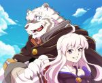  anthro blue_eyes duo felid female fruitztart fur grimoire_of_zero hi_res human humanoid male mammal mercenary_(character) pantherine tiger white_body white_fur zero_(grimoire_of_zero) 