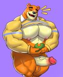  abs absurd_res animal_crossing anthro balls big_muscles brown_body brown_fur demondragoncyan erection eyebrows fur genitals hi_res invalid_tag male mammal muscular muscular_male nintendo nipples pecs penis solo teddy_(animal_crossing) thick_eyebrows ursid video_games 