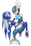  2girls blue_eyes capcom drool fairy_leviathan fingering helmet high_heels leviathan leviathan_(rockman) mega_man mega_man_zero mermaid monster_girl multiple_girls rockman rockman_(classic) rockman_zero saliva shoes splash_woman tail time_paradox yuri 